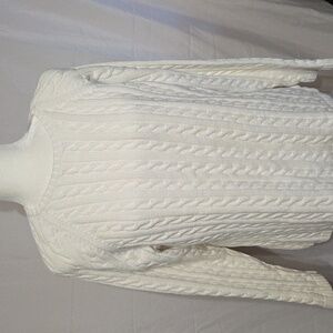 L.L. Bean Women's Cream Cable Knit Sweater- 100% Cotton